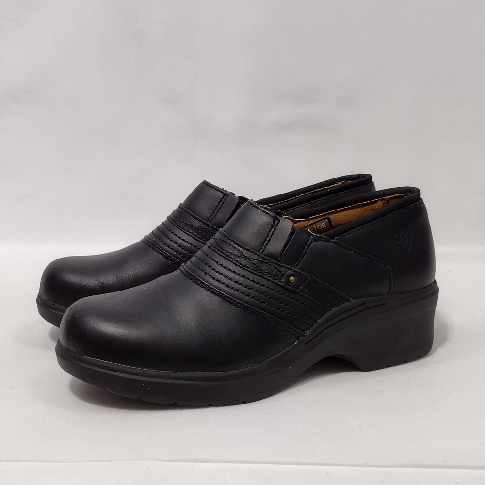 Ariat Safety Clog Steel Toe Shoes Womens 8.5C Black Work Casual Comfy Minimalist